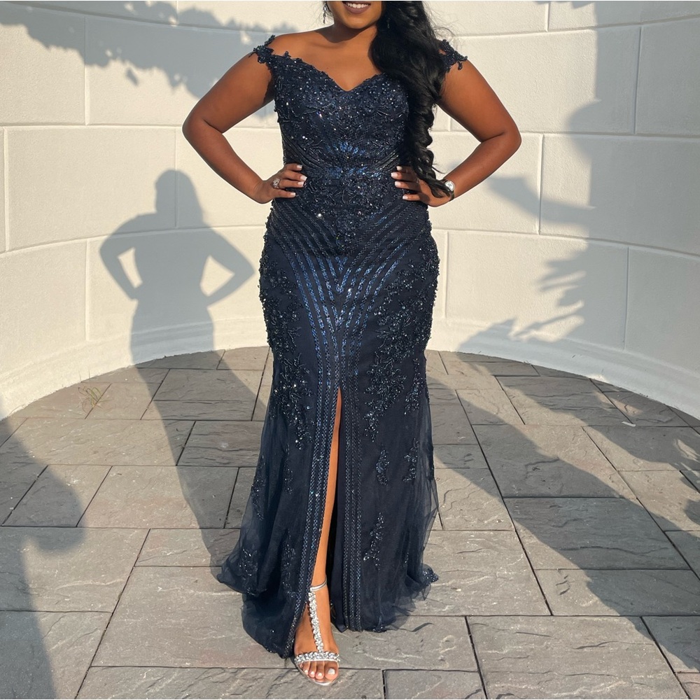 Navy blue sequins dress